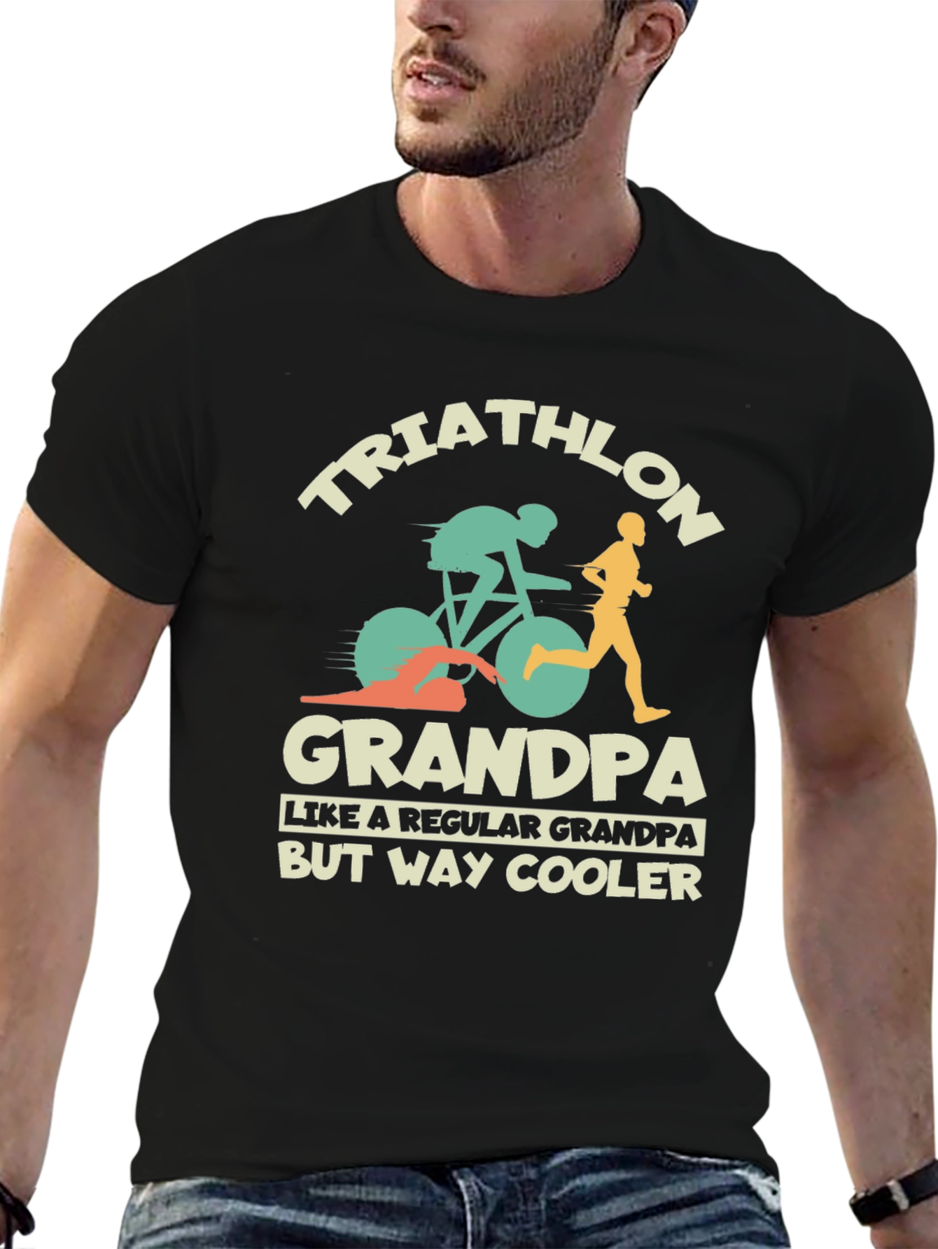 Triathlon Grandpa T-Shirt - Cool Grandfather Tee