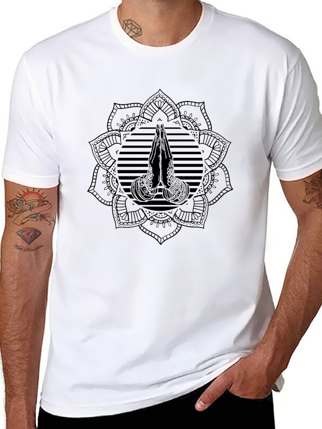 Black Mandala Hands T-Shirt - Stylish Graphic Tee