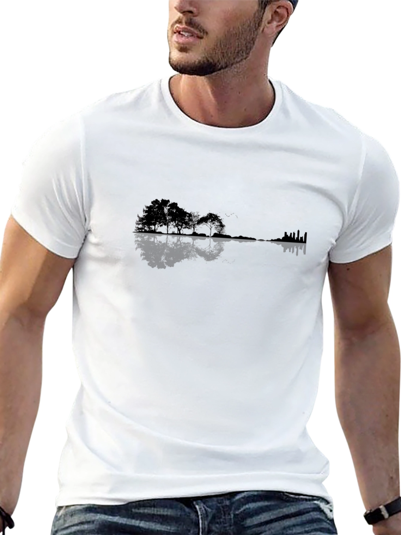 Nature Guitar Graphic Tee - Black Cotton Blend