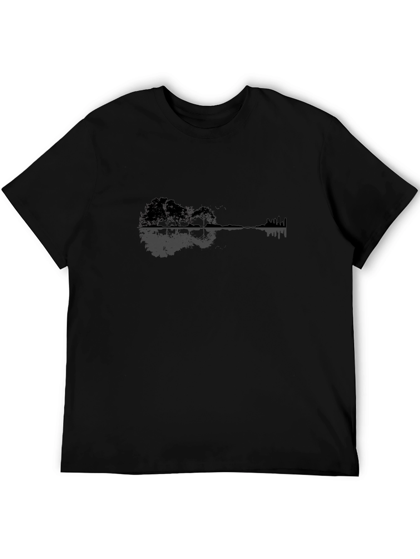 Nature Guitar Graphic Tee - Black Cotton Blend
