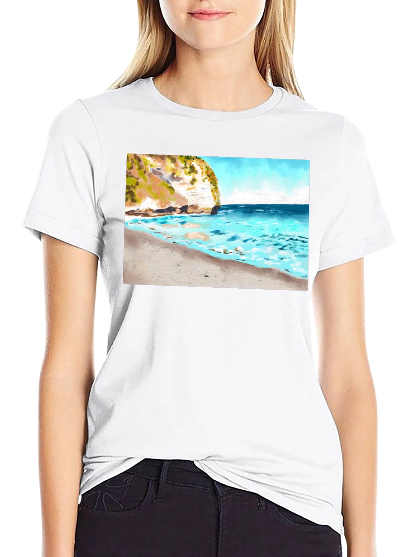 Beach Cliff T-Shirt - Scenic Ocean View Tee