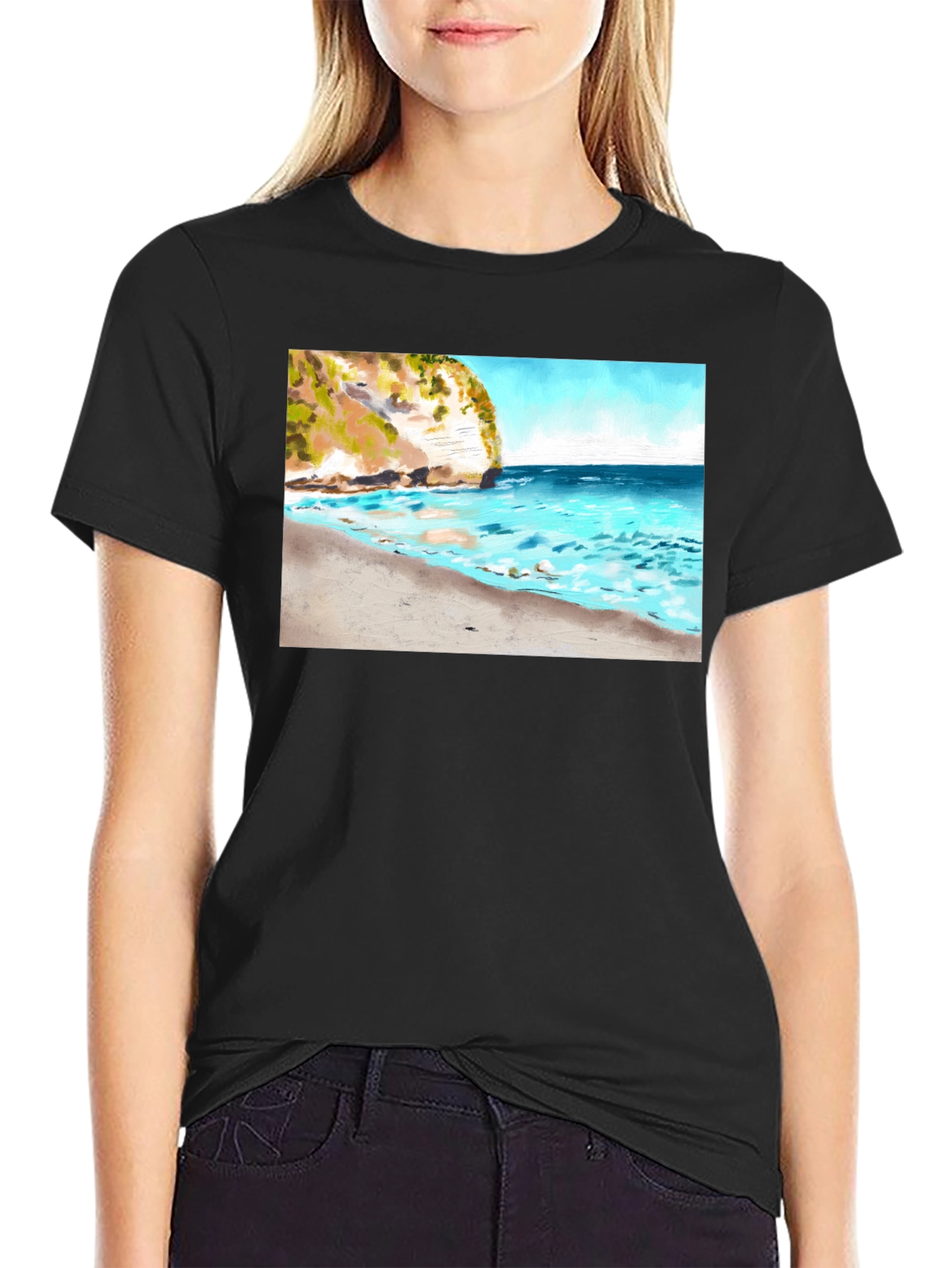 Beach Cliff T-Shirt - Scenic Ocean View Tee
