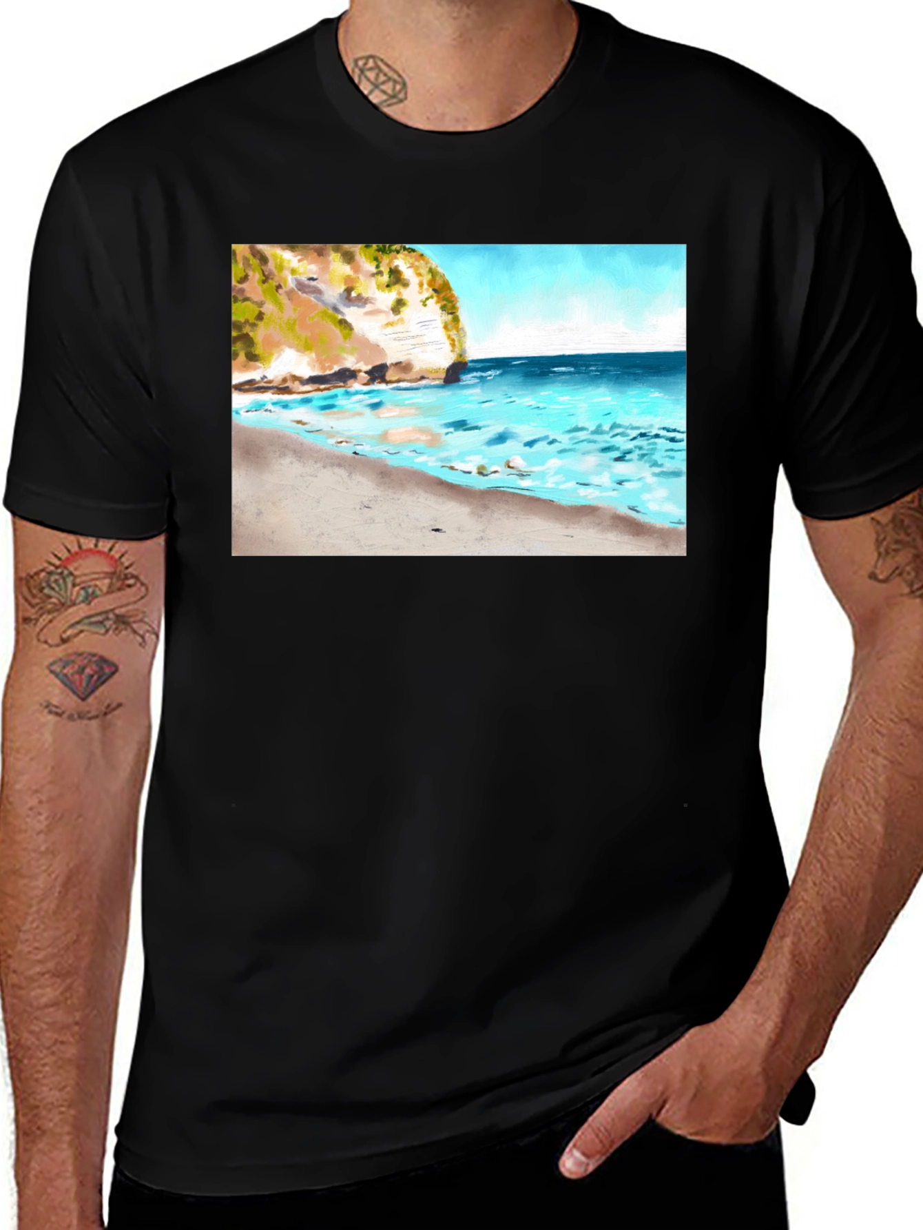 Beach Cliff T-Shirt - Scenic Ocean View Tee