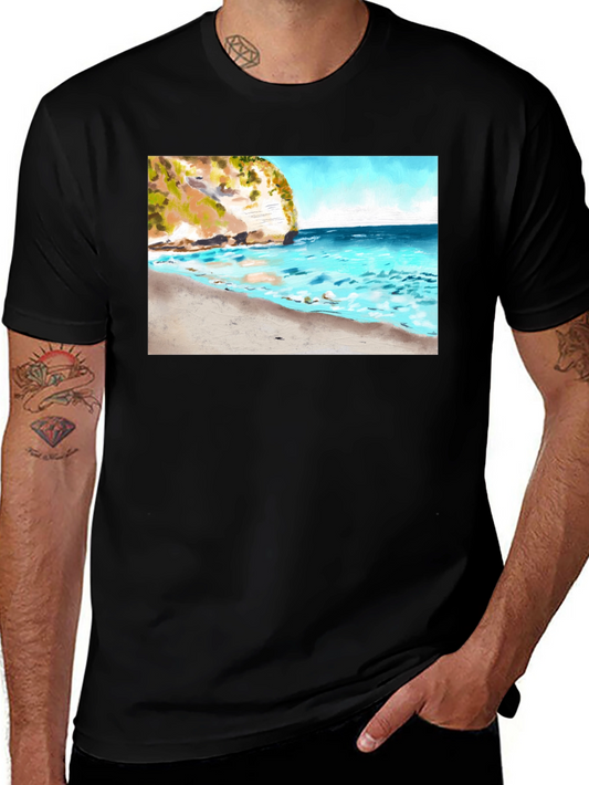 Beach Cliff T-Shirt - Scenic Ocean View Tee