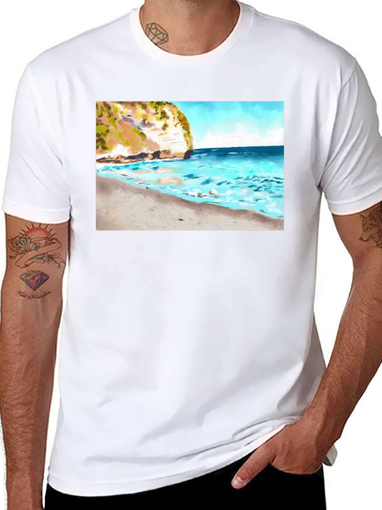 Beach Cliff T-Shirt - Scenic Ocean View Tee