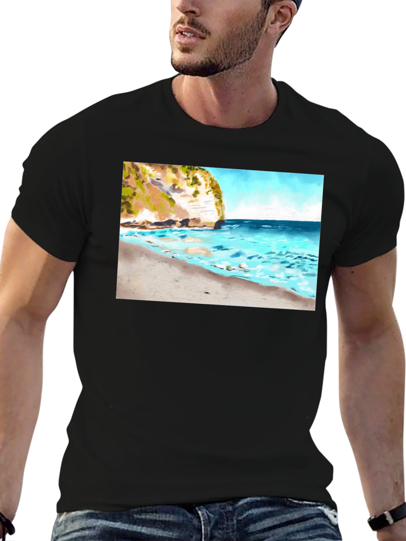 Beach Cliff T-Shirt - Scenic Ocean View Tee