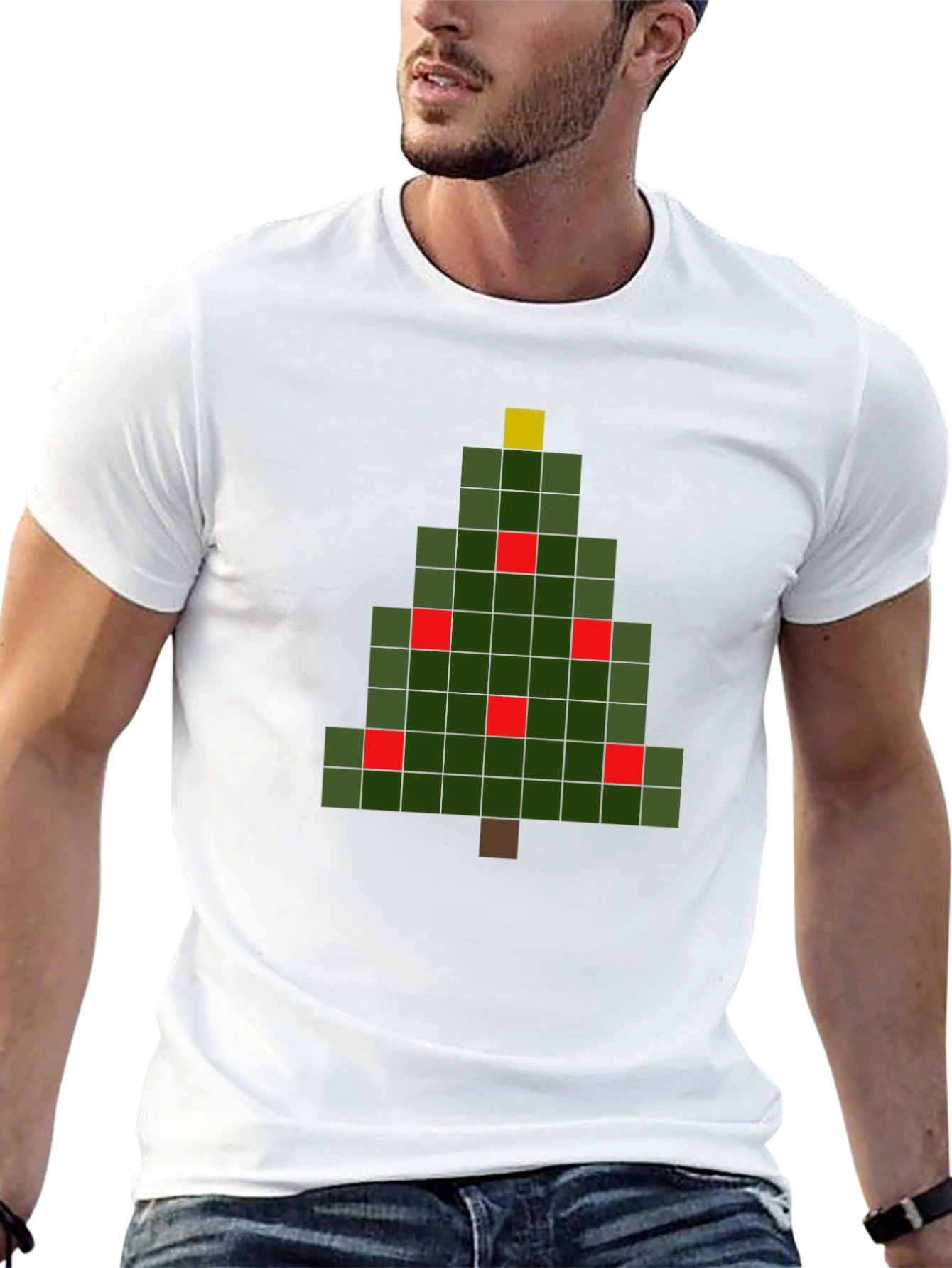 Pixel Christmas Tree Graphic T-Shirt