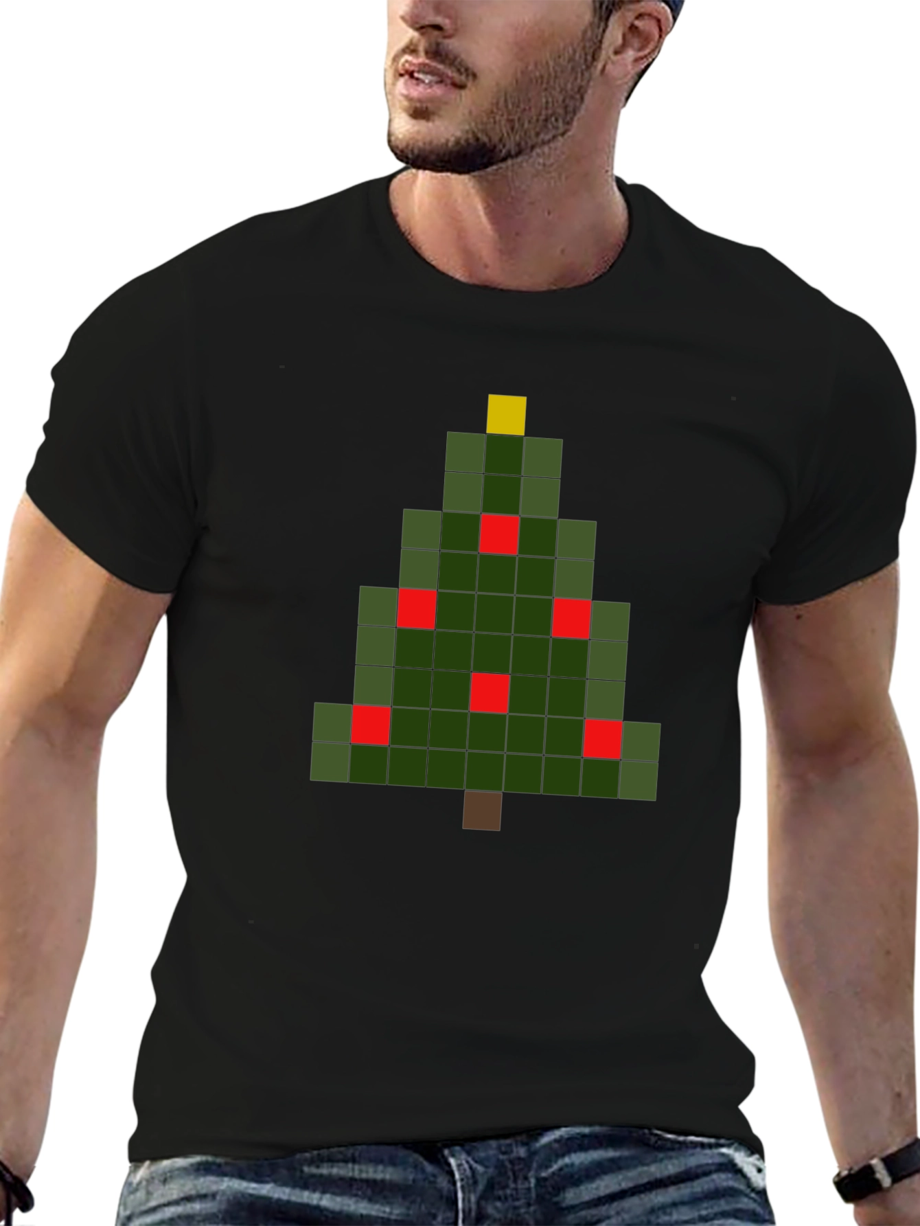 Pixel Christmas Tree Graphic T-Shirt