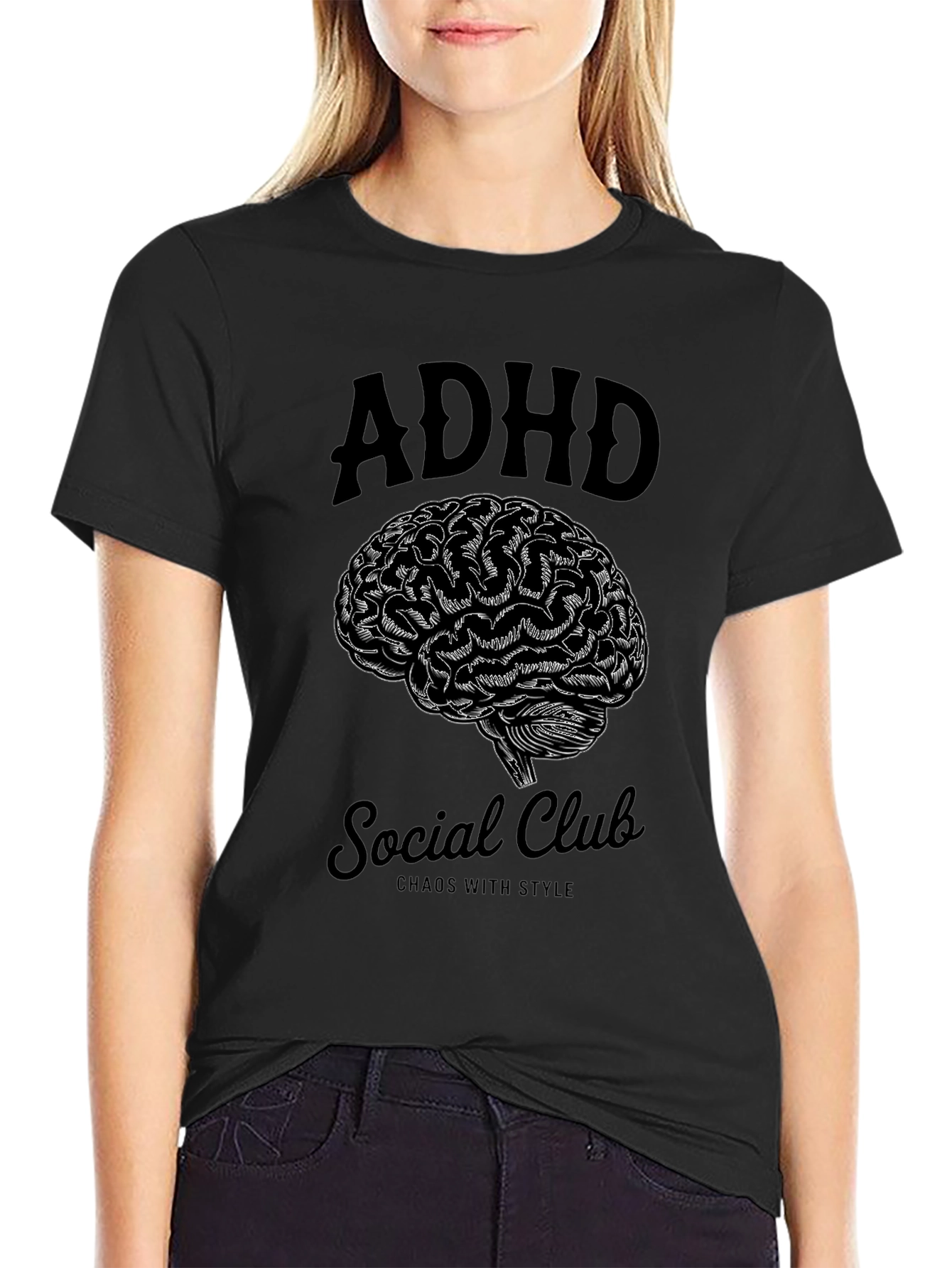 ADHD Social Club Brain Graphic T-Shirt