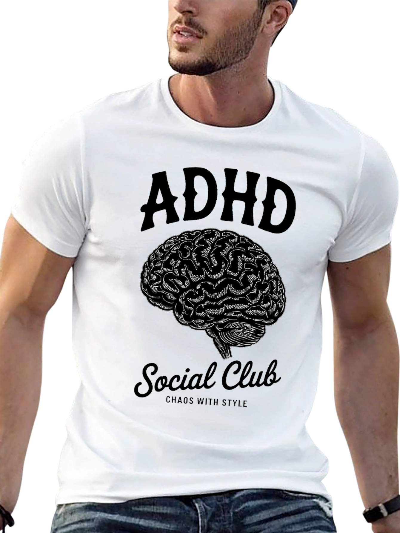 ADHD Social Club Brain Graphic T-Shirt