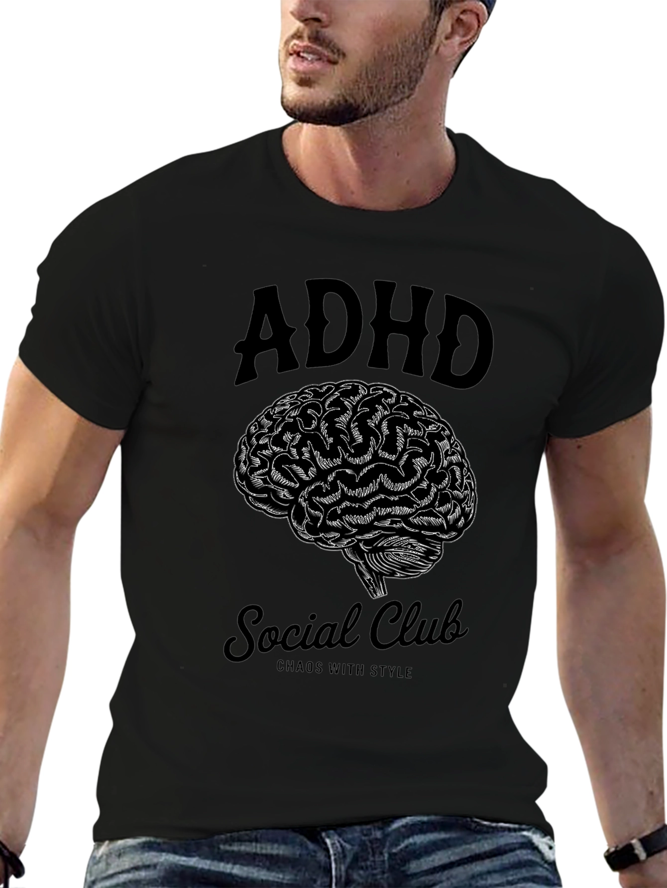 ADHD Social Club Brain Graphic T-Shirt