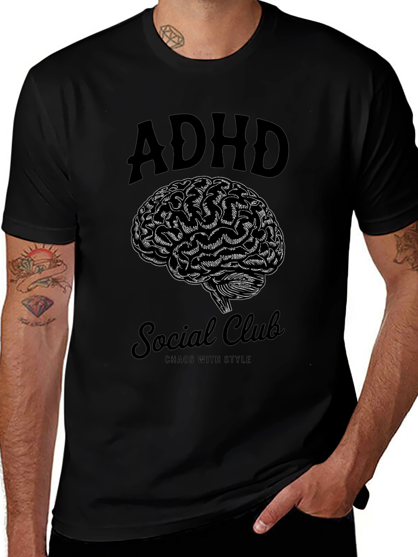 ADHD Social Club Brain Graphic T-Shirt