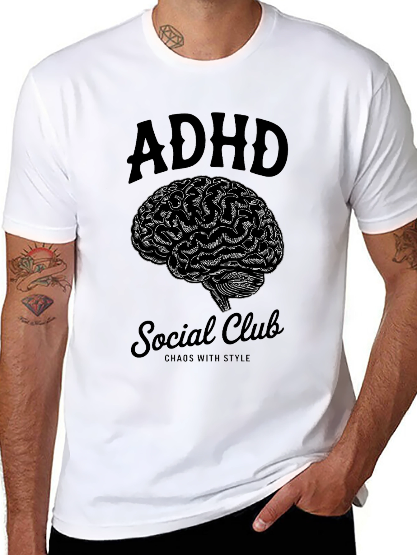 ADHD Social Club Brain Graphic T-Shirt