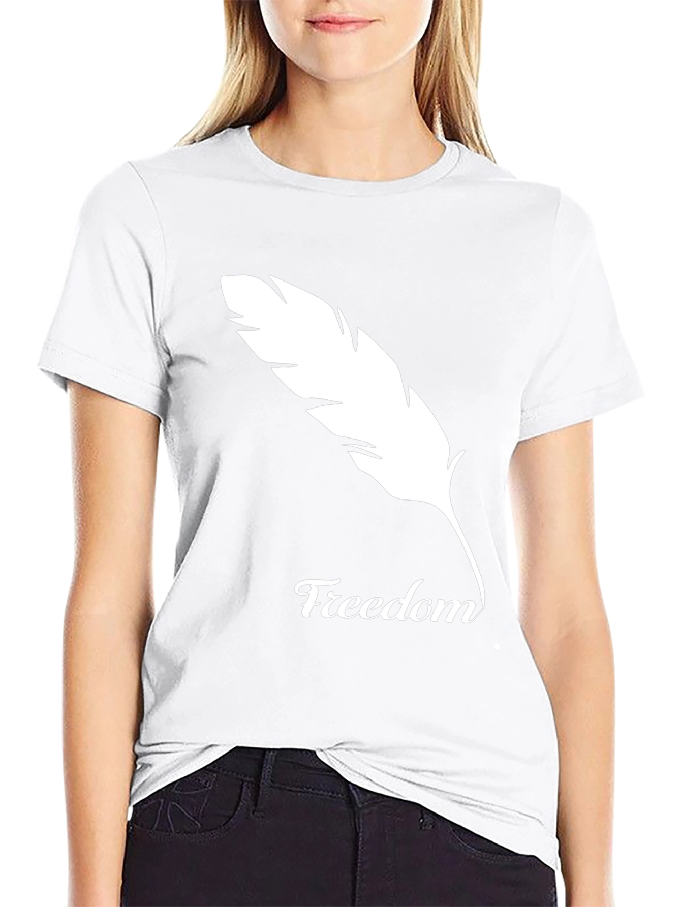 Freedom Feather Graphic Tee - Soft Black Cotton