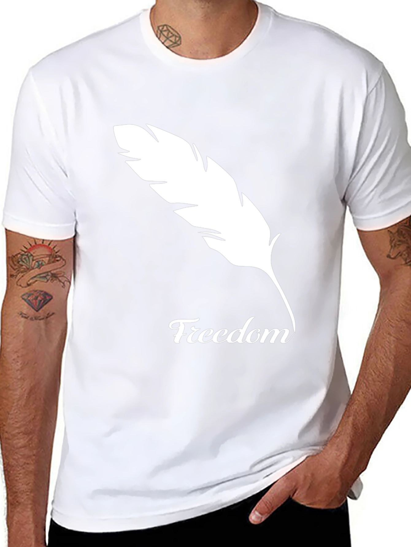 Freedom Feather Graphic Tee - Soft Black Cotton