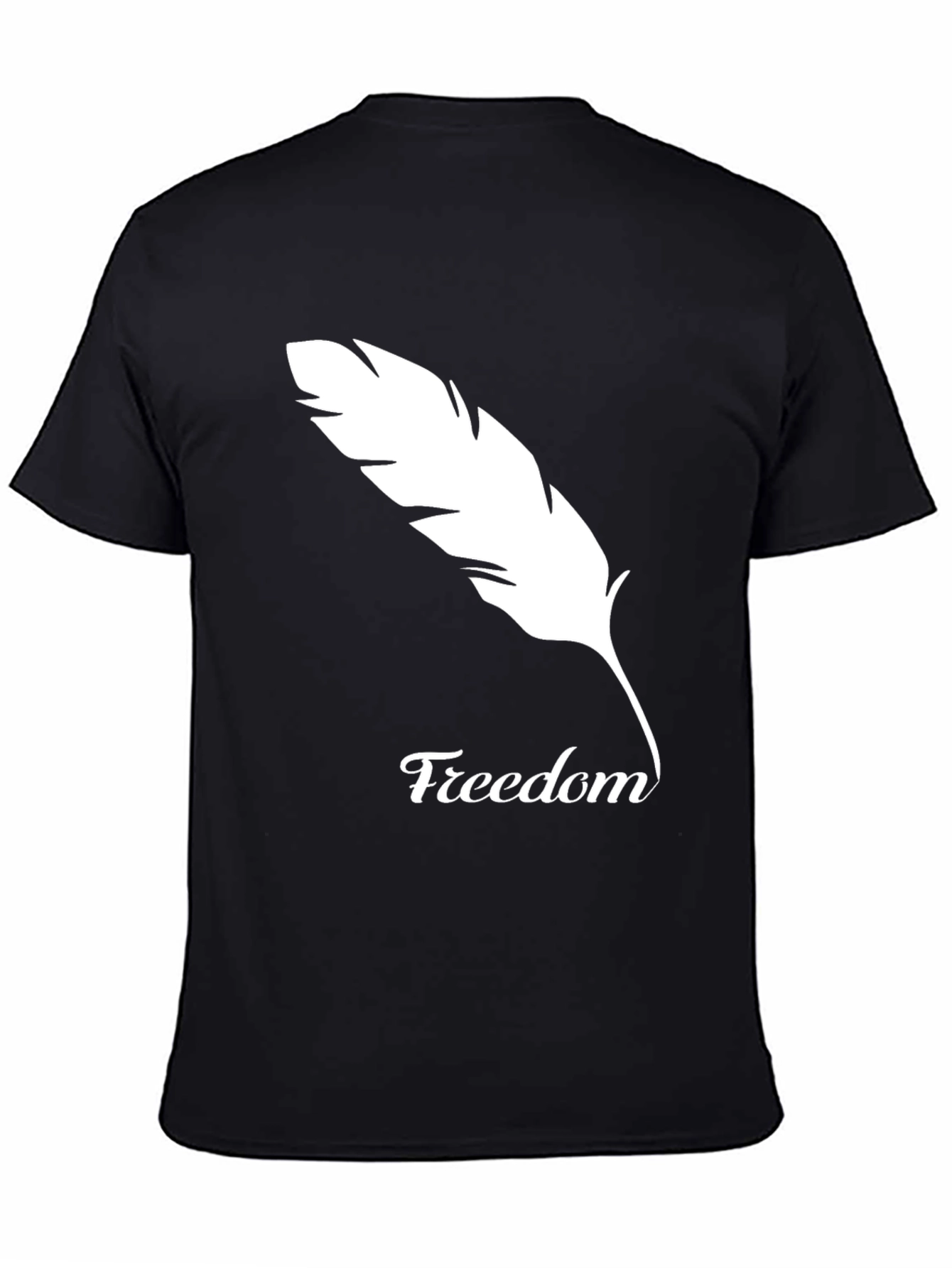 Freedom Feather Graphic Tee - Soft Black Cotton