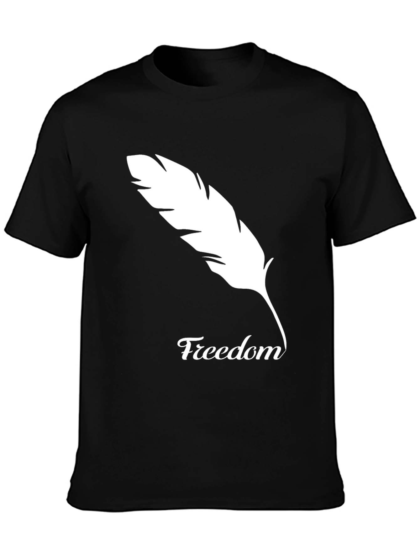 Freedom Feather Graphic Tee - Soft Black Cotton