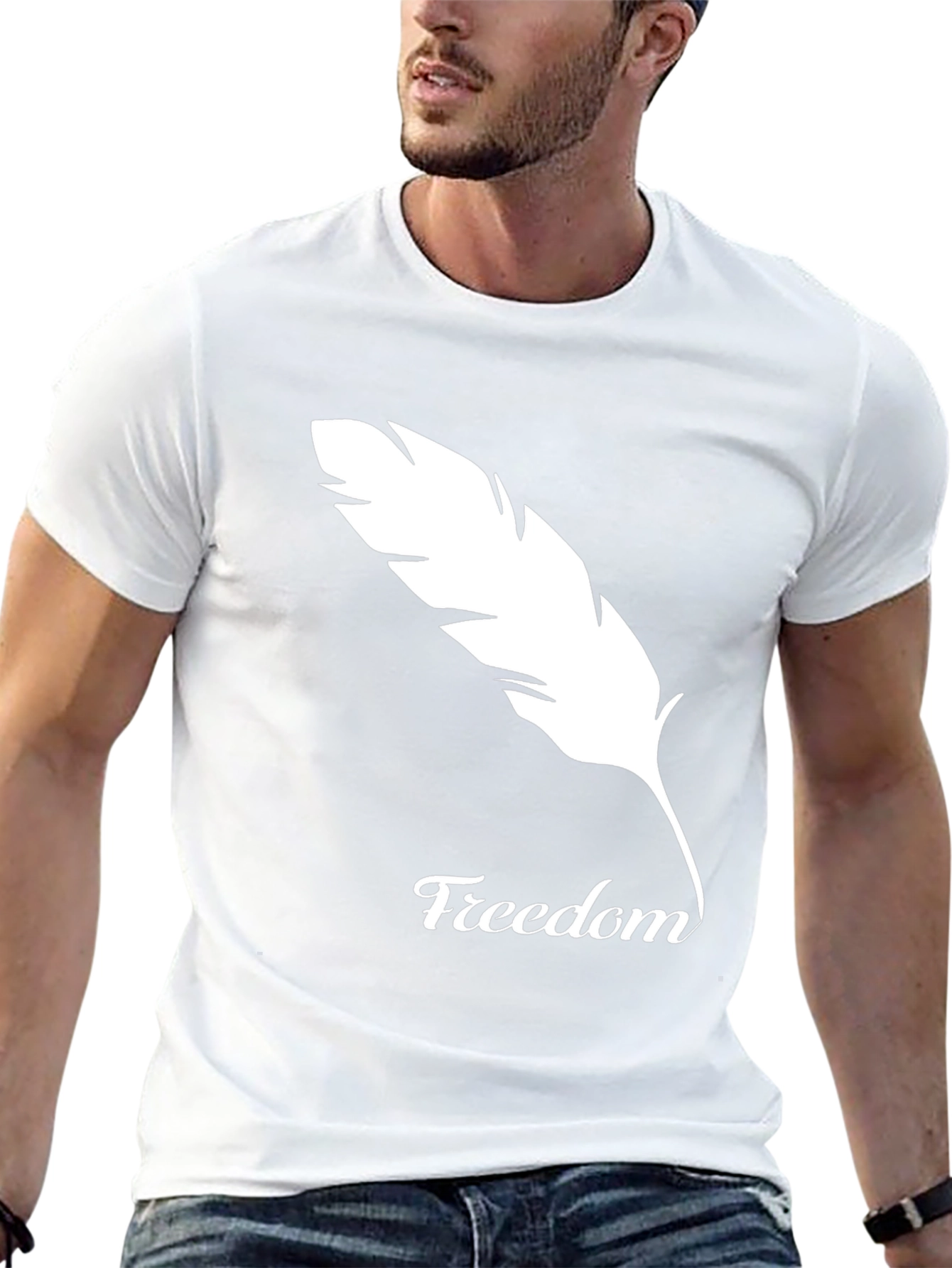 Freedom Feather Graphic Tee - Soft Black Cotton