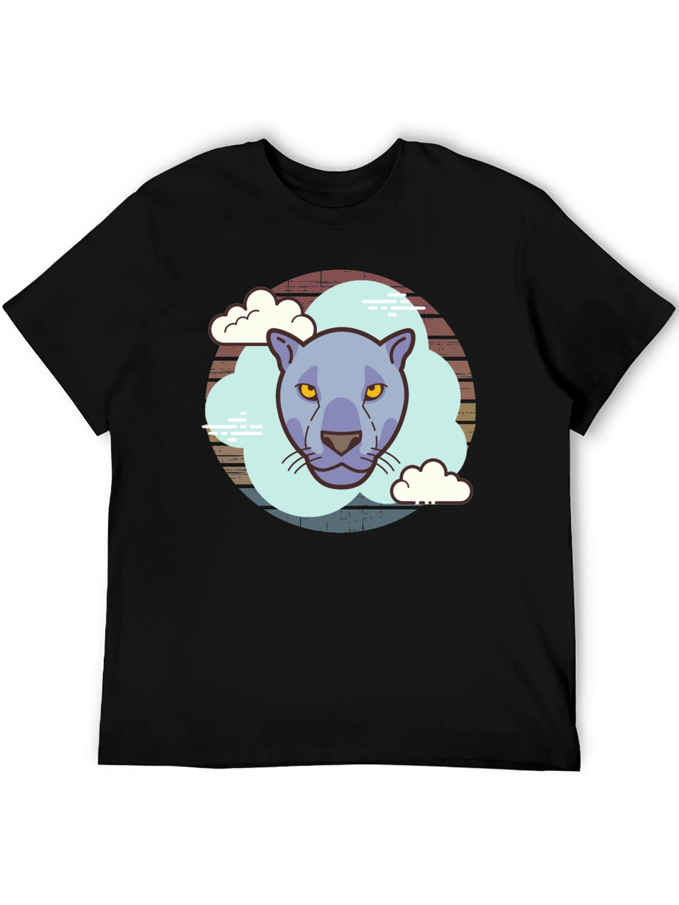 Cool Cat Graphic Tee - Retro Style Black T-Shirt