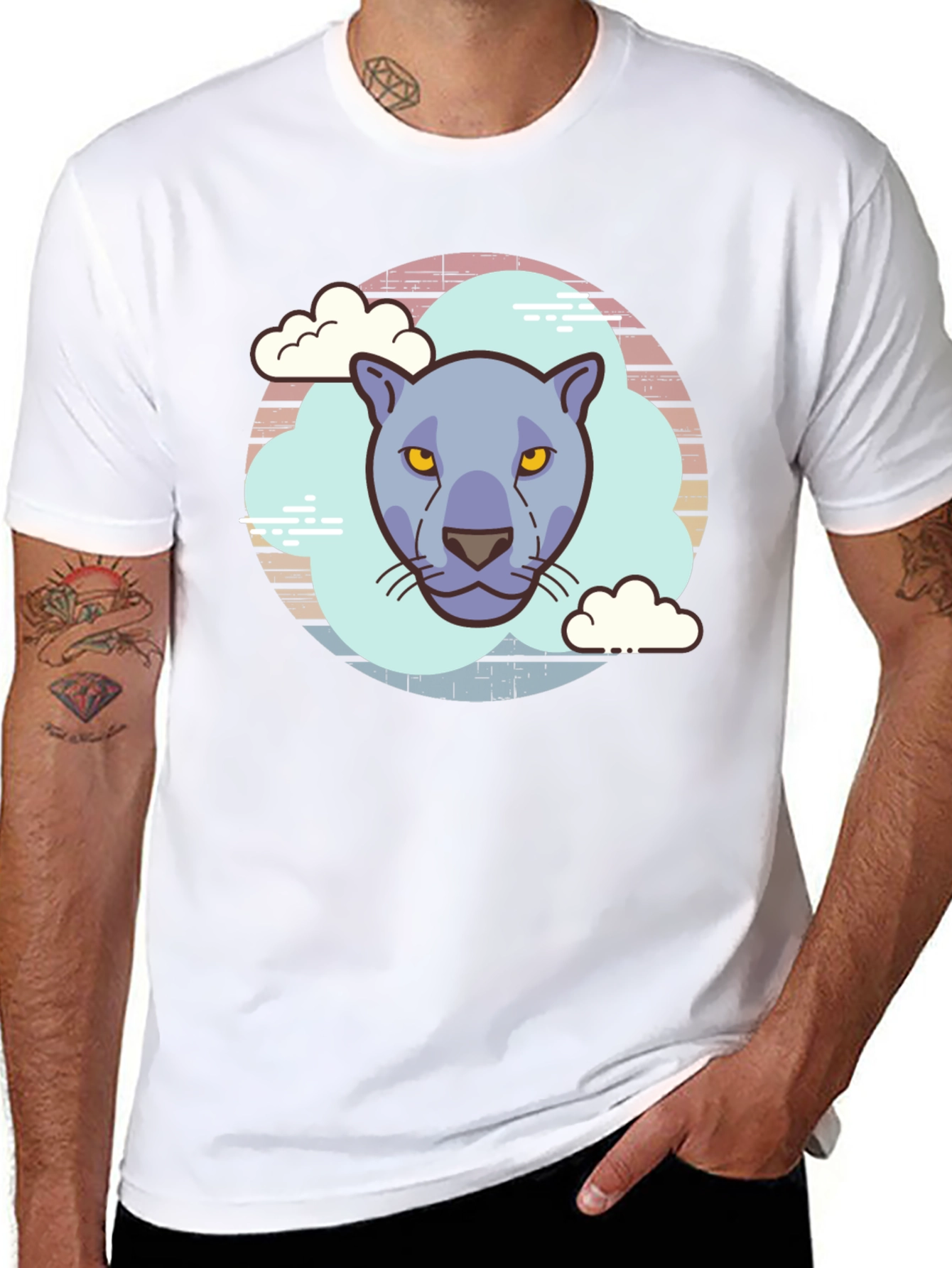 Cool Cat Graphic Tee - Retro Style Black T-Shirt