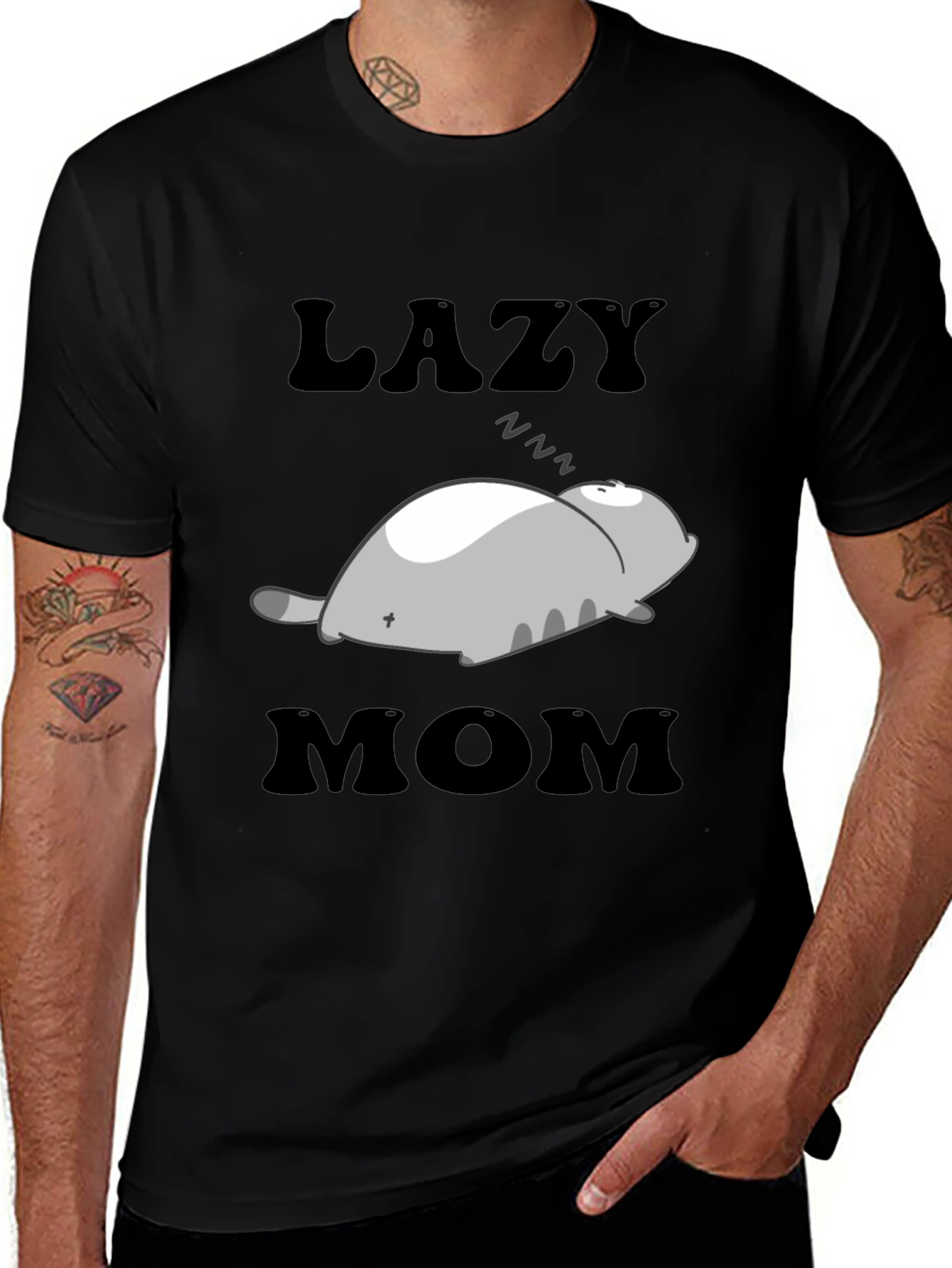 Lazy Mom Cat T-Shirt - Womens Relaxed Fit