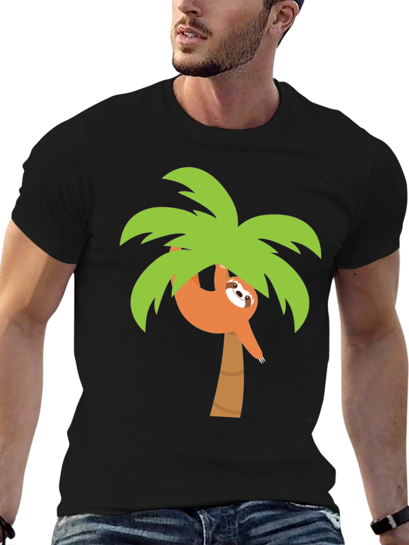 Sloth in Palm Tree Graphic Tee