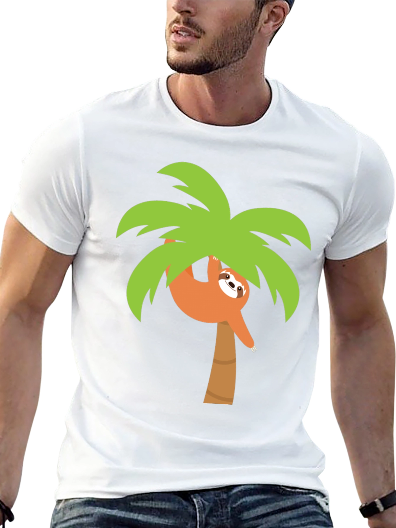 Sloth in Palm Tree Graphic Tee