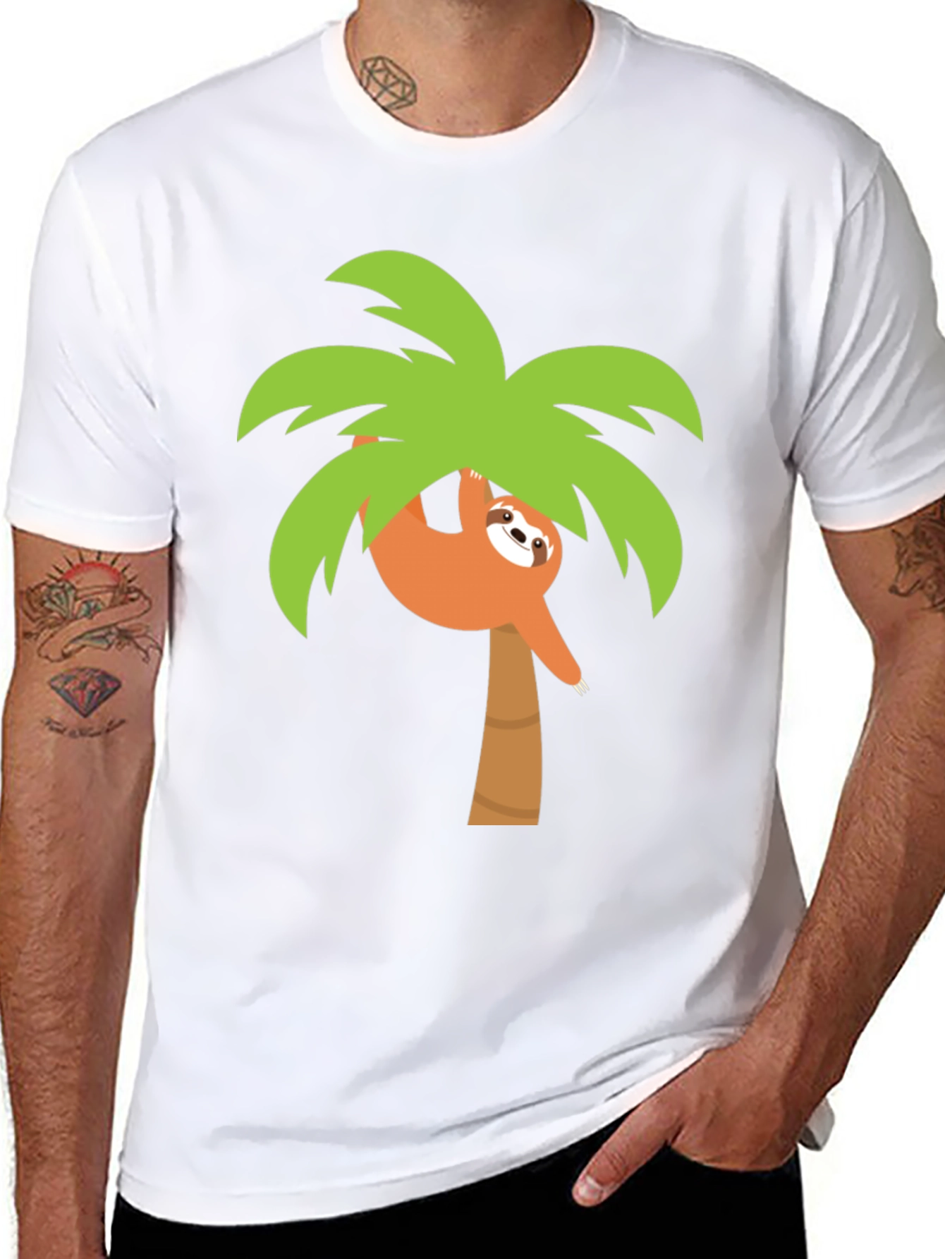 Sloth in Palm Tree Graphic Tee