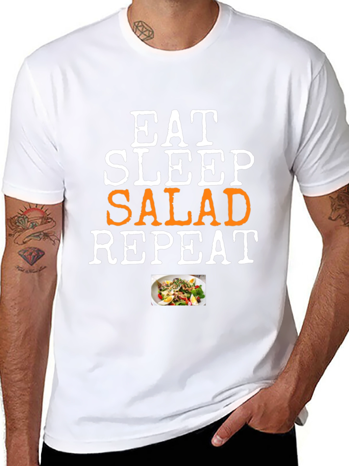 Eat Sleep Salad Repeat T-Shirt - Funny Foodie Tee