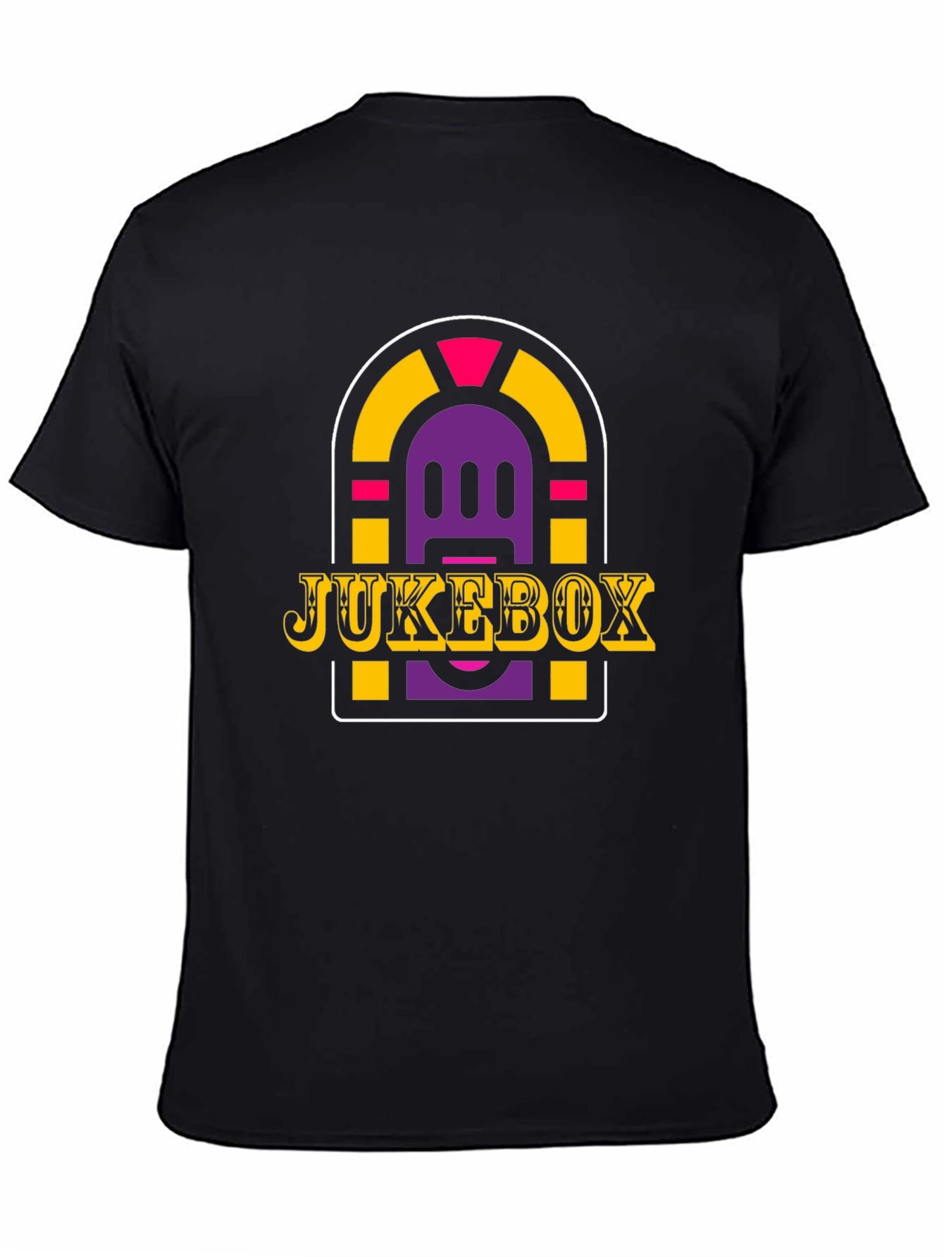 Retro Jukebox Graphic Tee - Black Cotton Blend