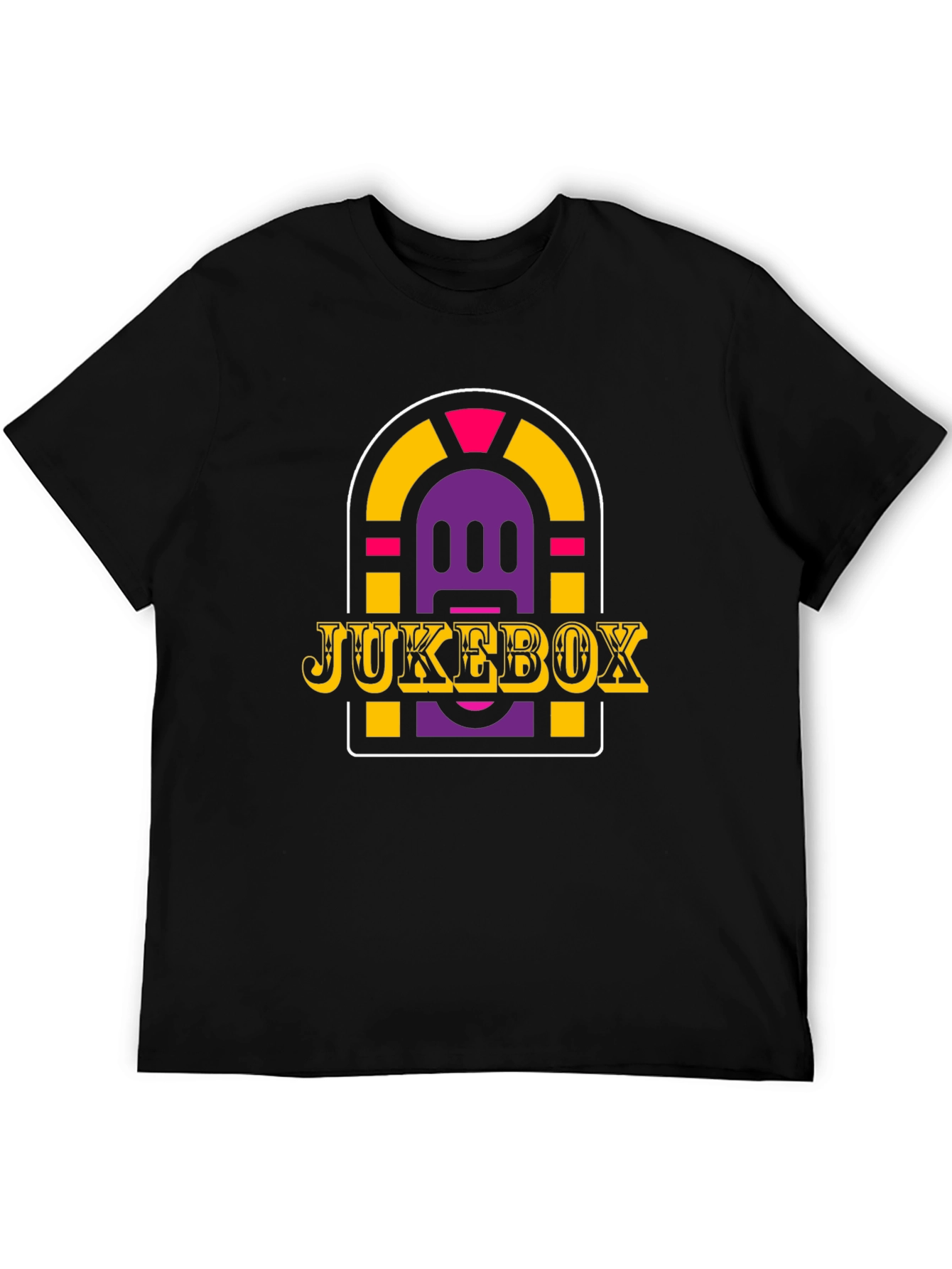 Retro Jukebox Graphic Tee - Black Cotton Blend