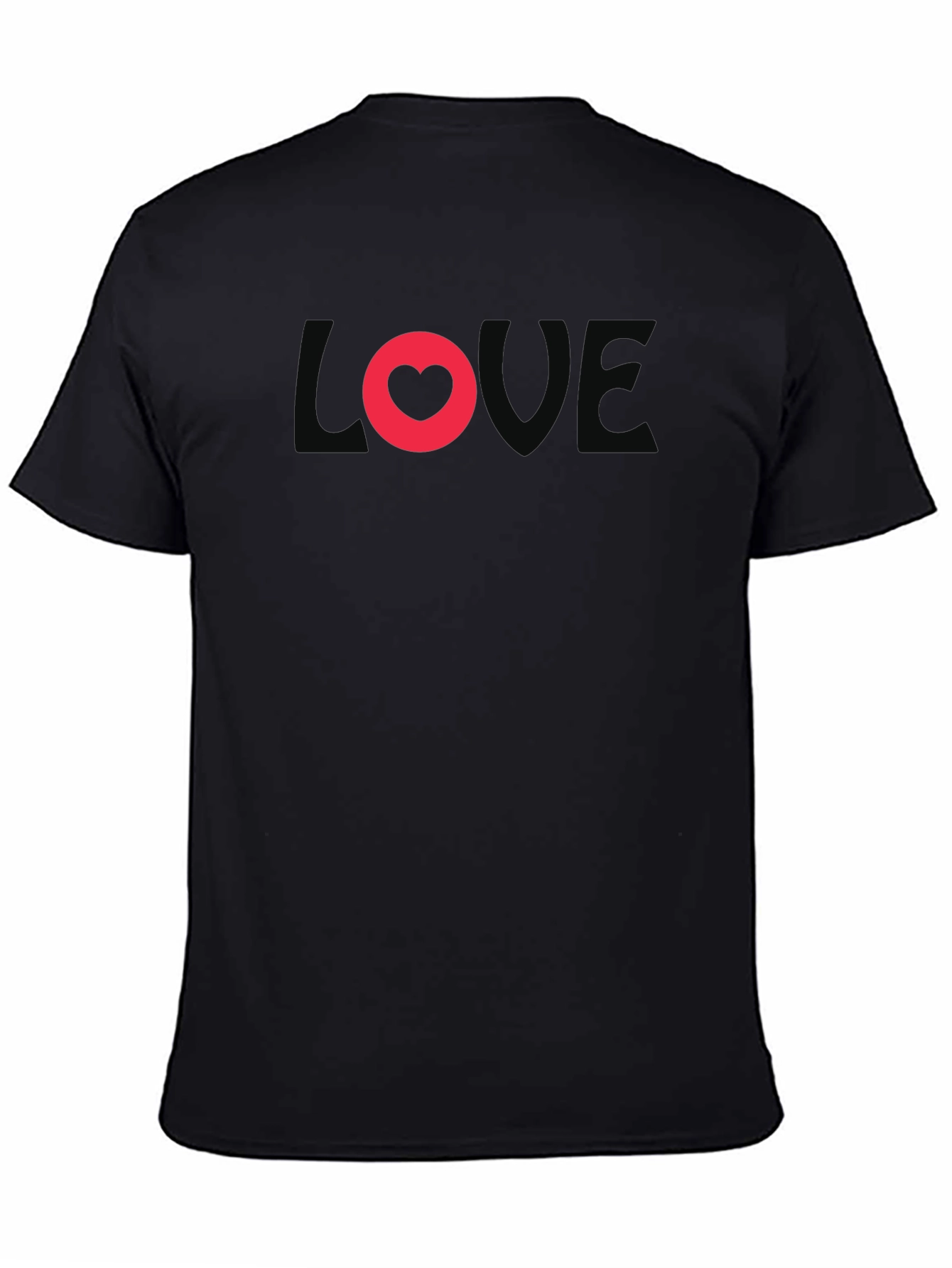 Love Heart Graphic Black T-Shirt