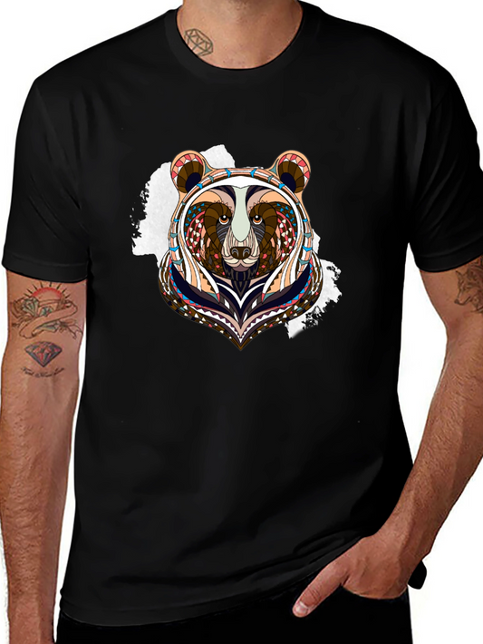 Bear Graphic Tee - Unique Tribal Design