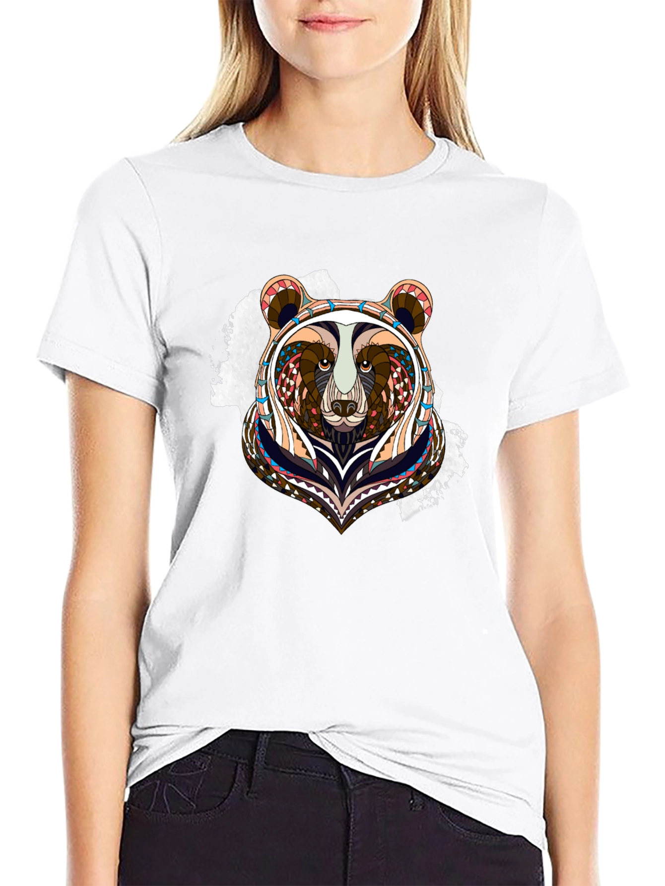 Bear Graphic Tee - Unique Tribal Design