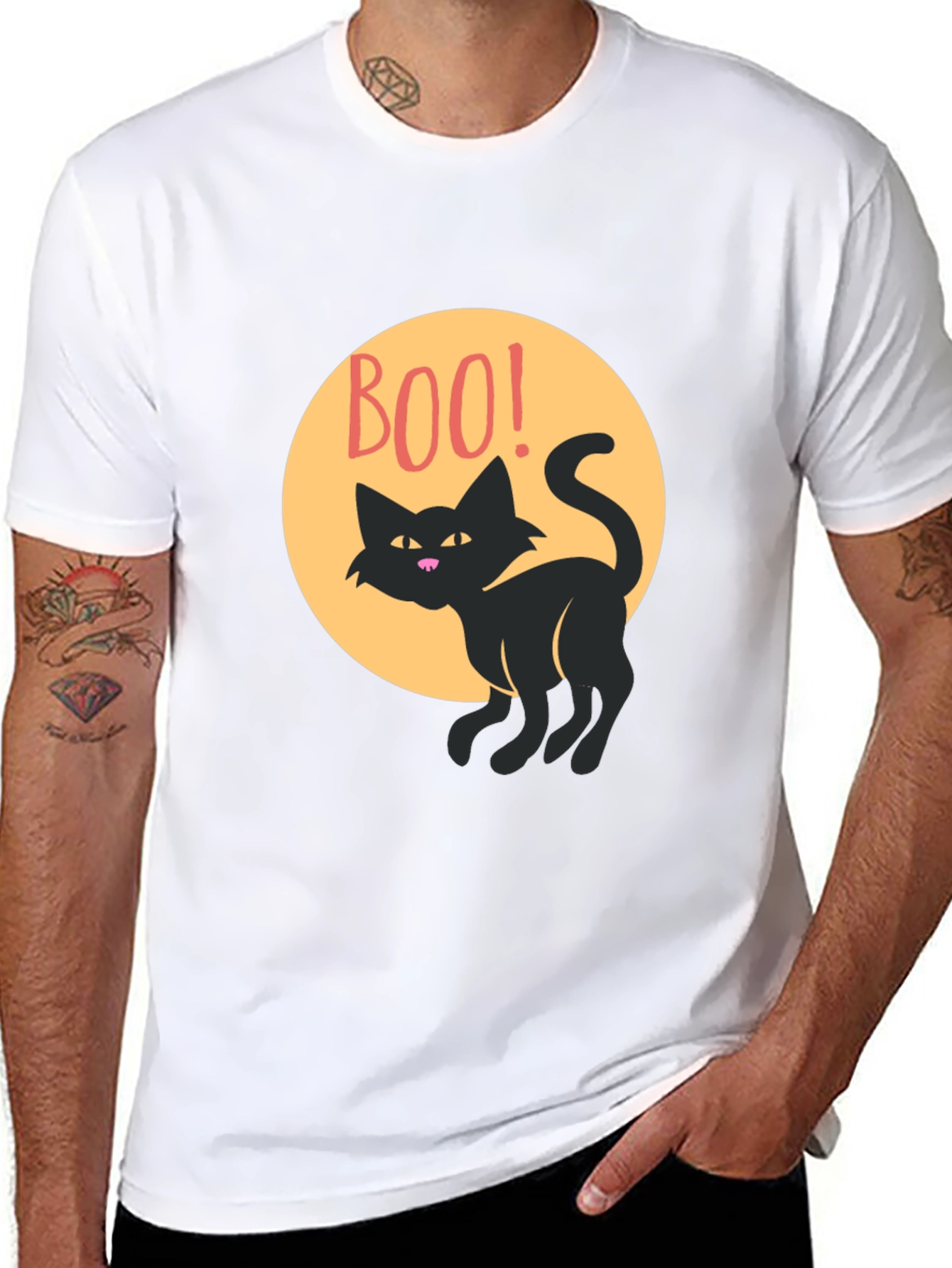 Boo Cat Graphic Tee - Spooky Season Style