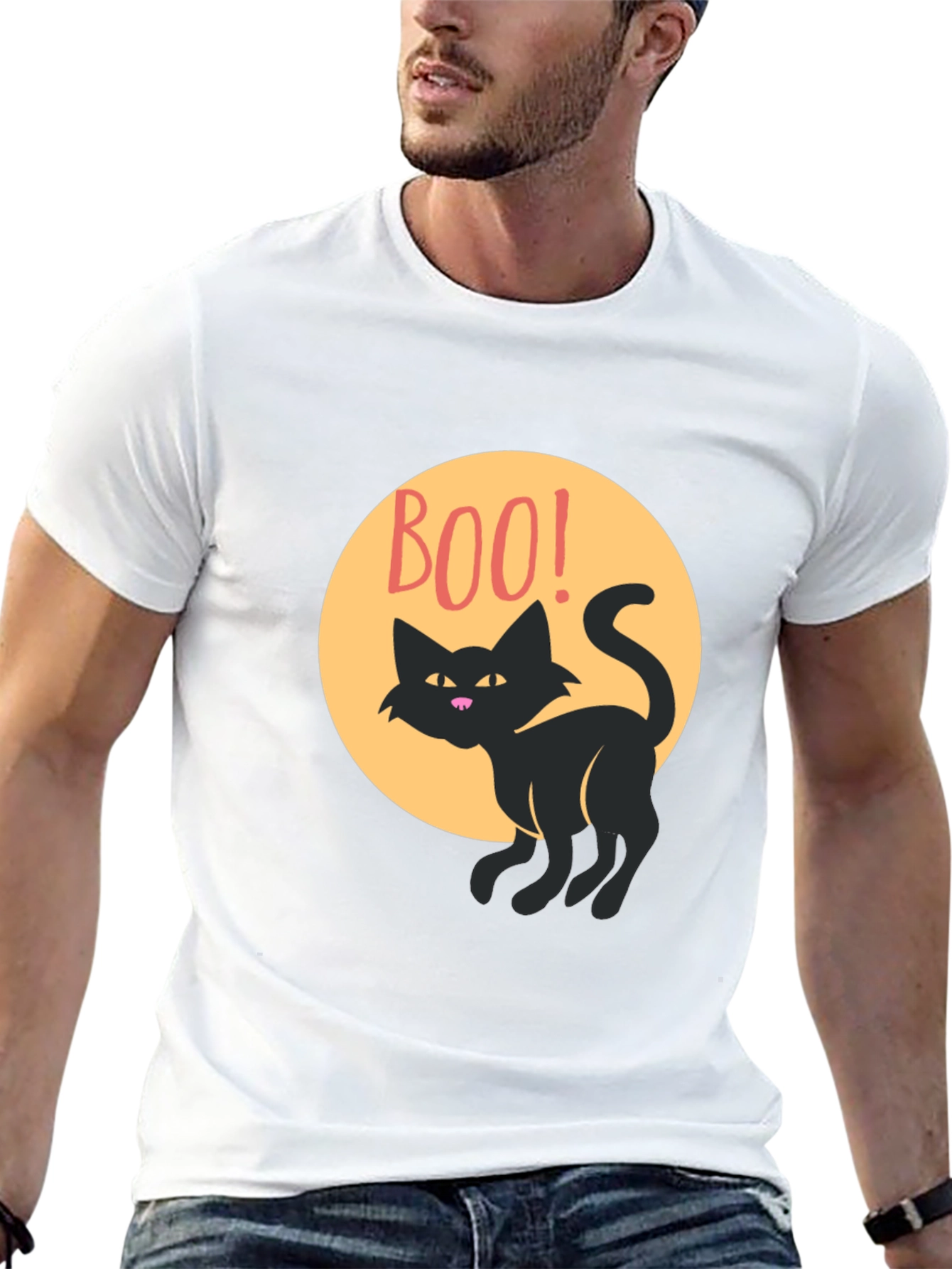 Boo Cat Graphic Tee - Spooky Season Style