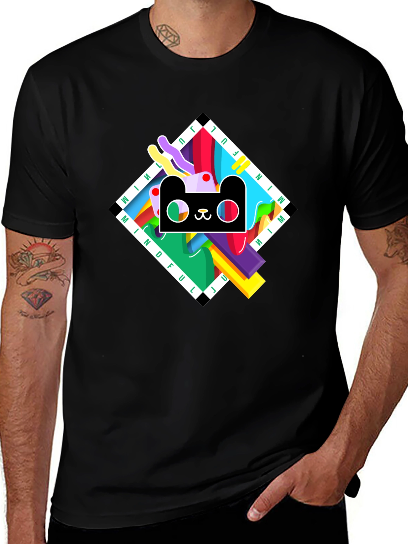 Mindful Graphic Print Black T-Shirt