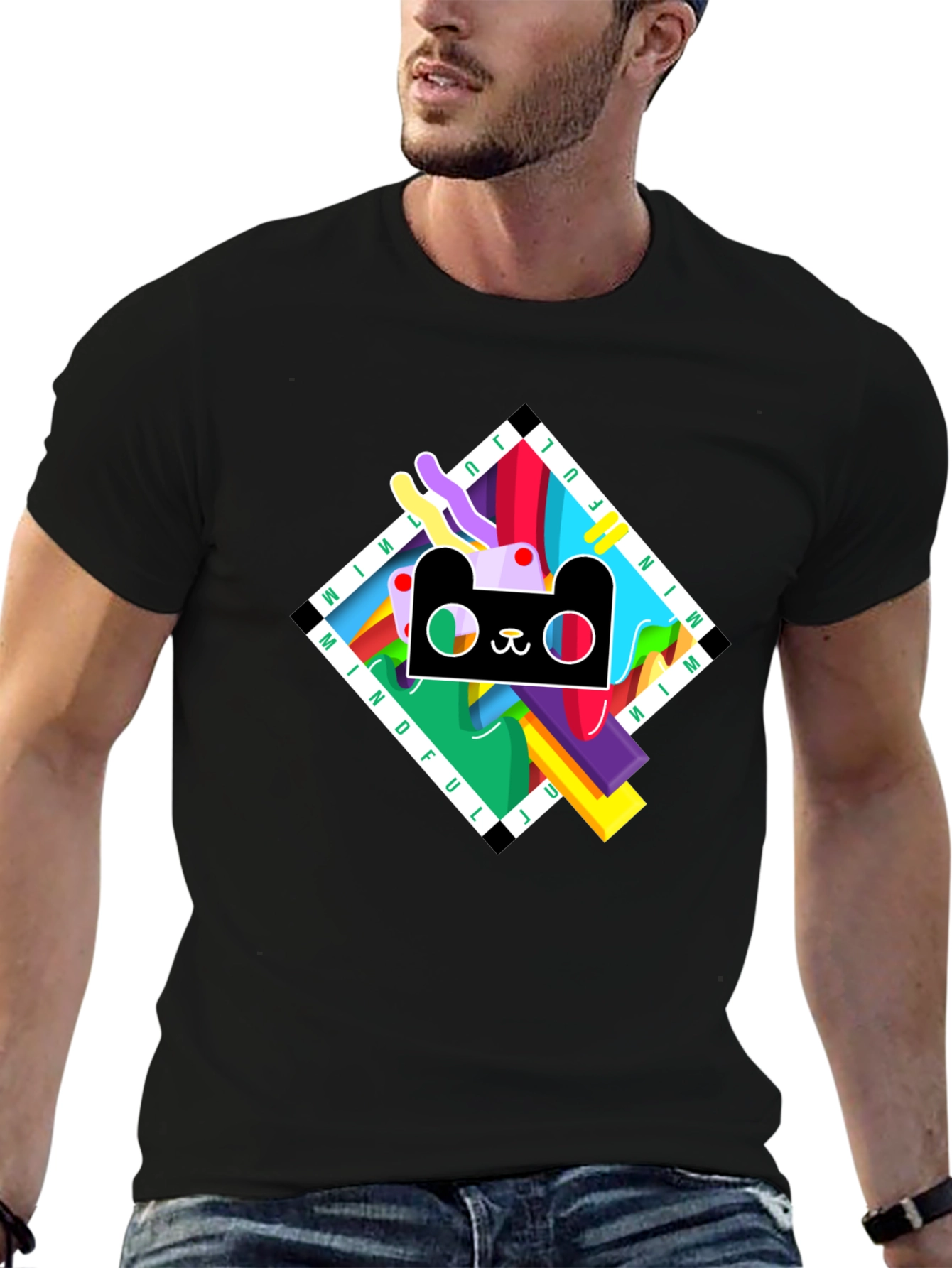 Mindful Graphic Print Black T-Shirt
