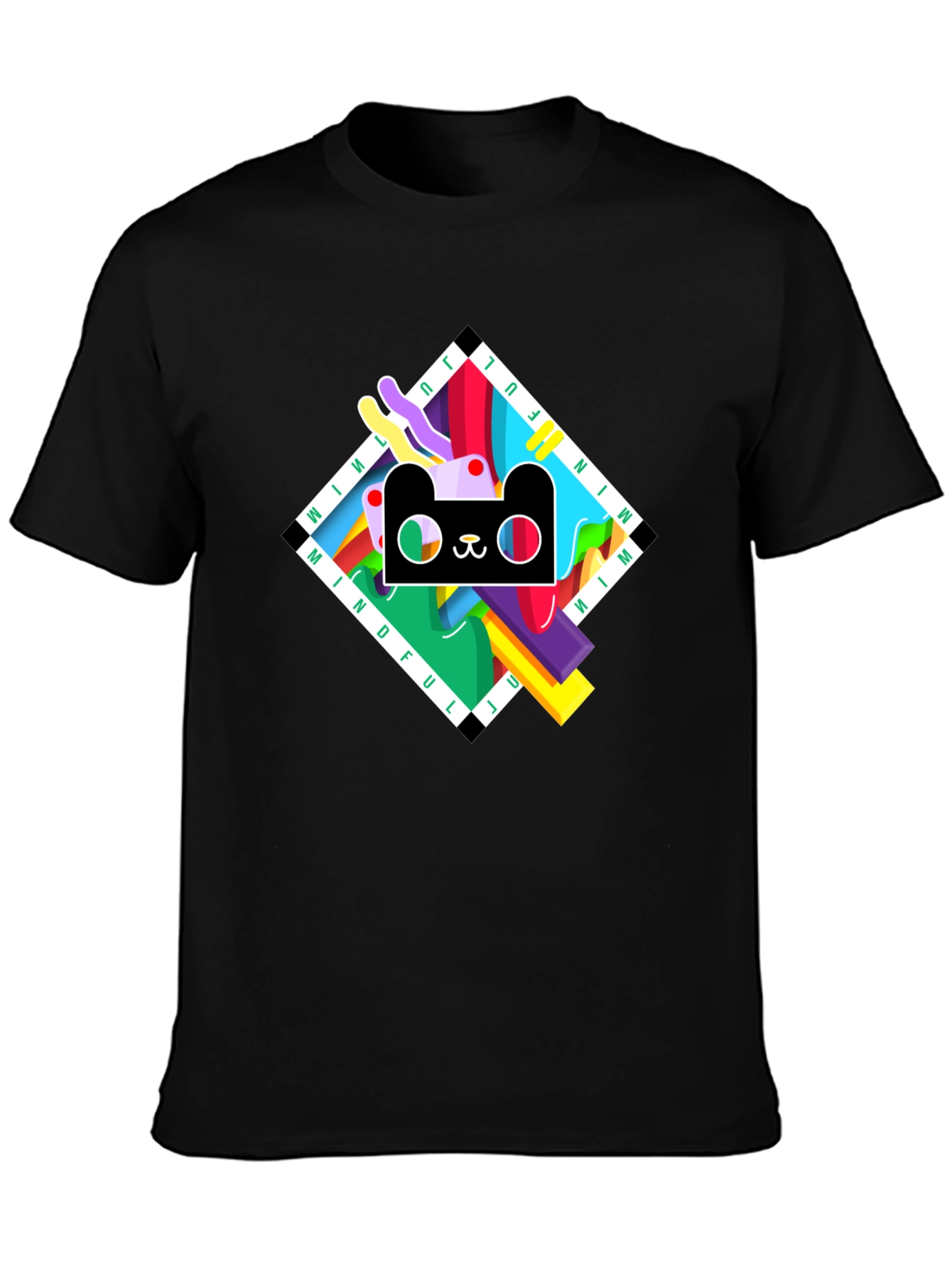 Mindful Graphic Print Black T-Shirt