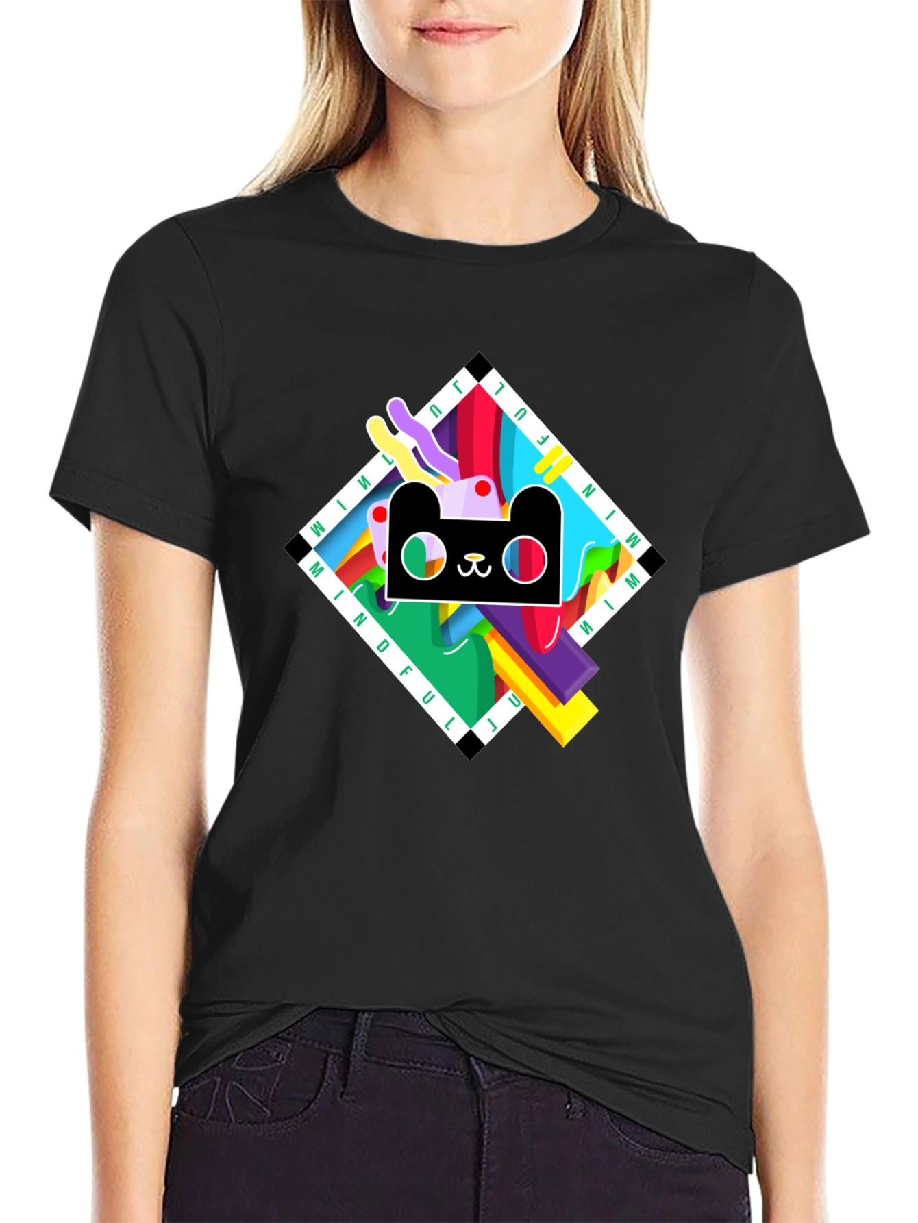 Mindful Graphic Print Black T-Shirt